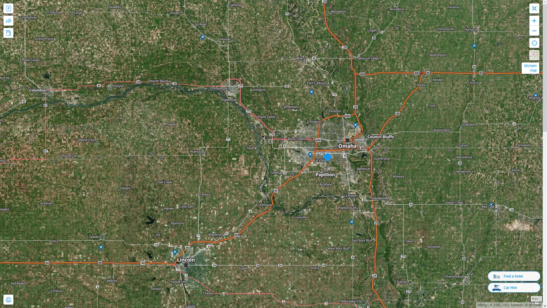 La Vista Nebraska Highway and Road Map with Satellite View